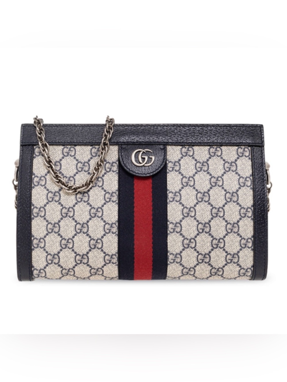GUCCI Ophidia small GG web stripe chain shoulder bag